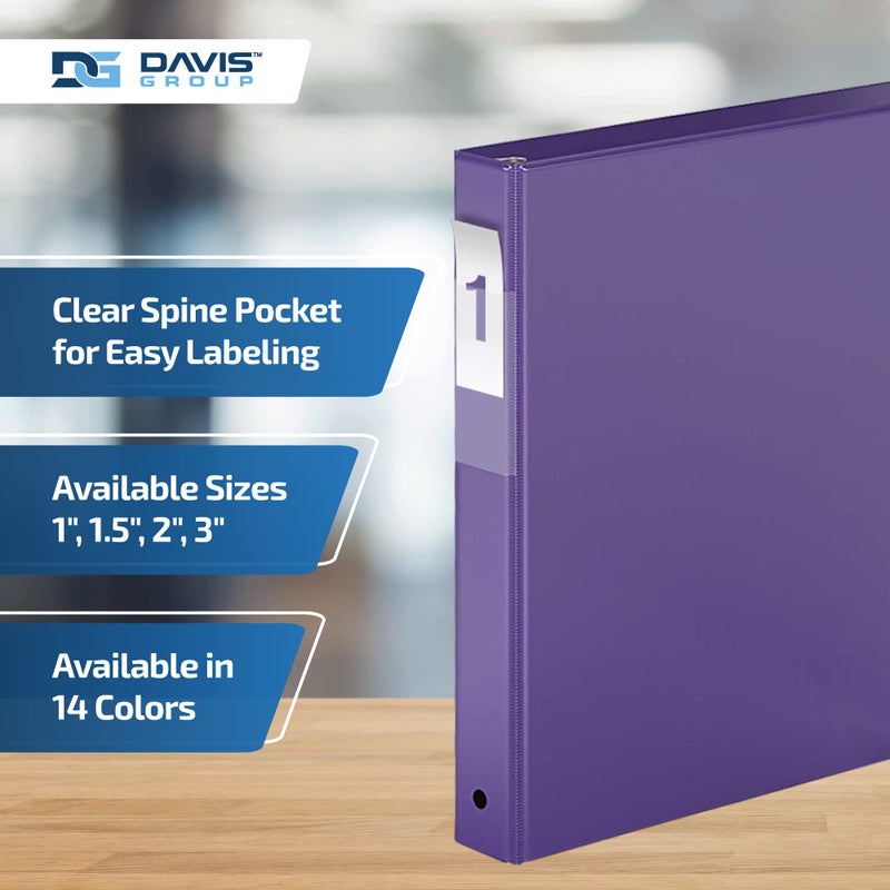 Davis Group Premium Economy 6-Pack 3-Ring Binders for School or Office, Round-Ring Binders, 1 Inch, Purple - Image 4